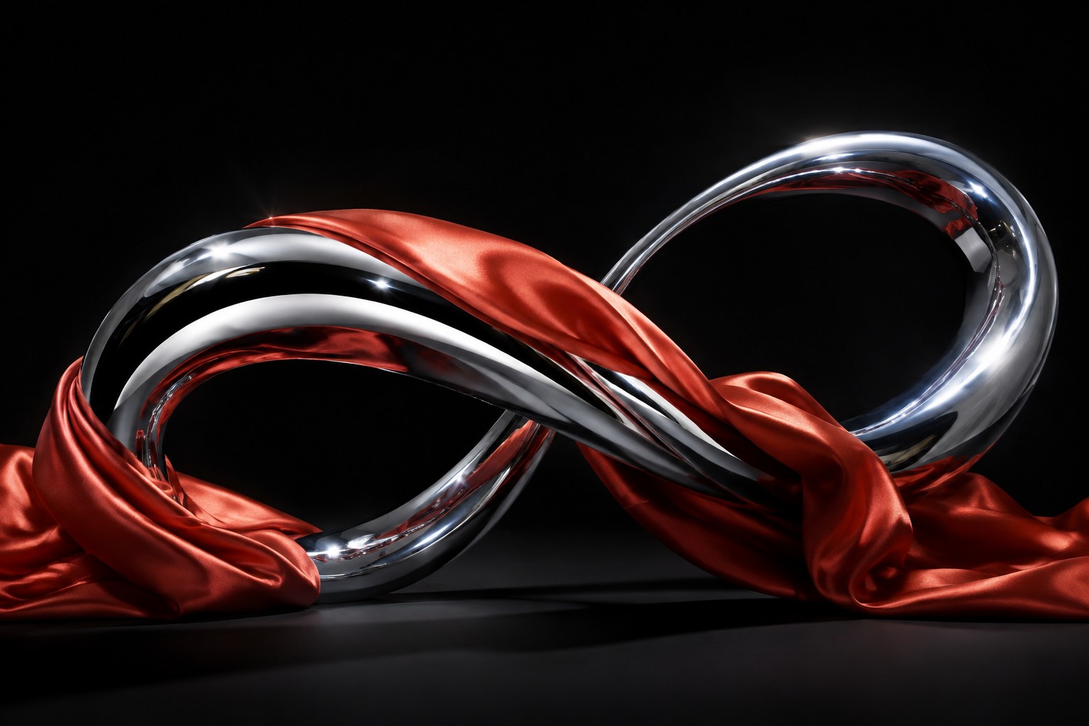 Chrome and coral sculptural artwork